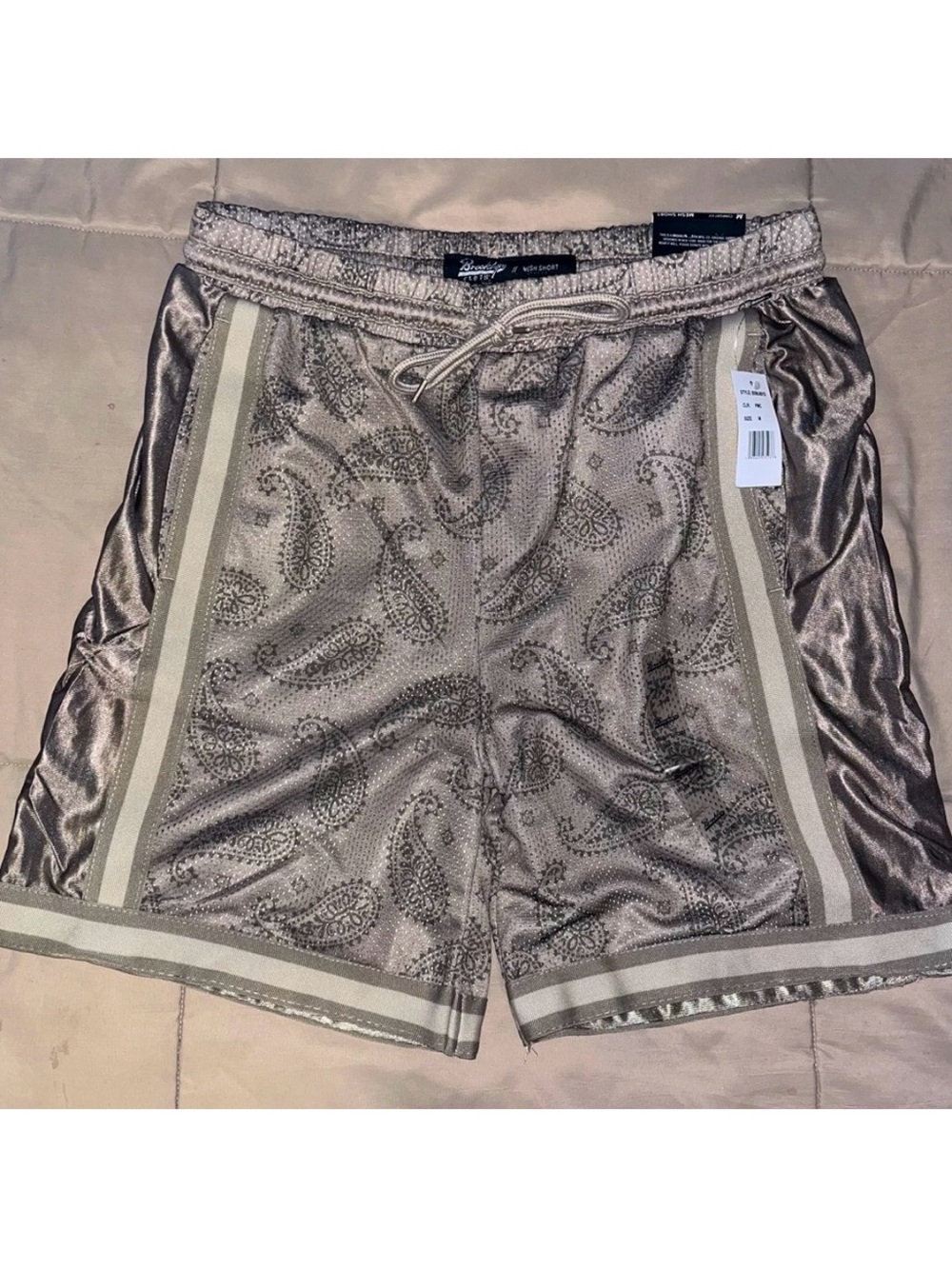 Brooklyn Cloth Paisley Mesh Athletic Elastic Drawstring Shorts Men’s Medium NWT